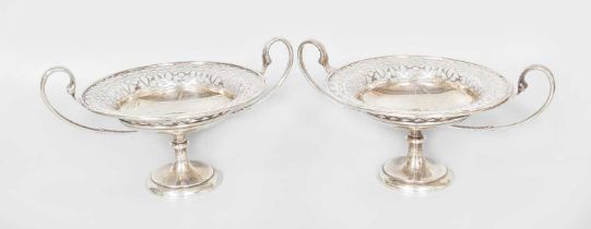A Pair of Victorian Silver Twin Handled Pierced Pedestal Dishes, by Holland, Aldwinckle and