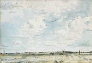 David Muirhead (1867-1930) Scottish "Cambridgeshire Landscape" Signed and dated 1920, pencil and