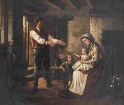 Follower of Harry Brooker (1848-1940) Come to Daddy Oil on canvas, 40cm by 48cm Provenance: A