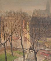 Jos McInnes (20th Century) "Baker Street, London" Signed and dated 1937, oil on canvas board, 57.5cm