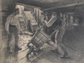 Lucien Paul Pouzargues (1878-1957) The Coal Shed Signed and dated 3.(19)18, charcoal, together