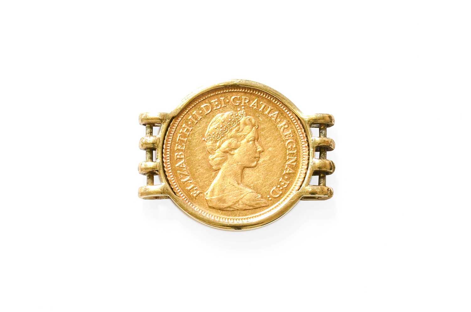 A Mounted Half Sovereign, dated 1982 Gross weight 6.5 grams.