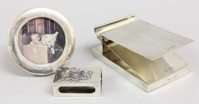 Three Silver Items, comprising a Edward VII silver double desk-clip, by Goldsmiths and