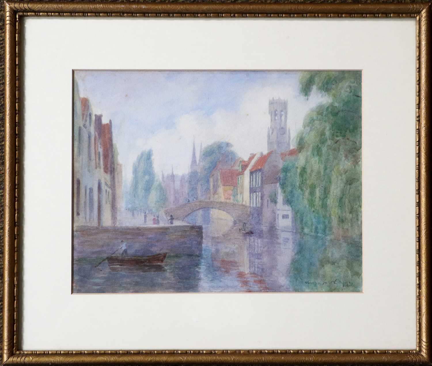 Vernon Smith (20th Century) Continental canal scene Signed and indistinctly dated aug' (19)'54, - Image 4 of 4