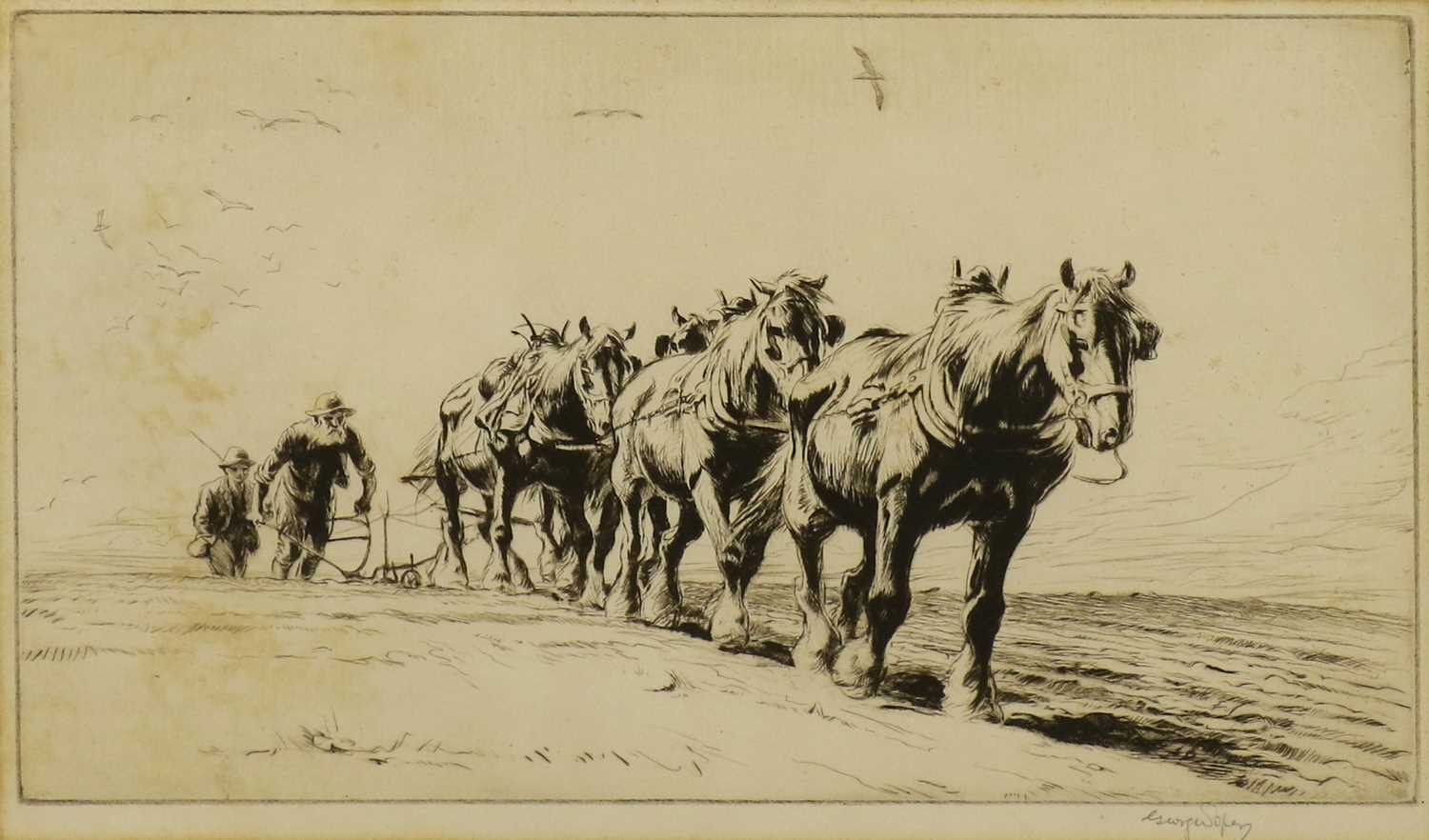 George Soper RE (1870-1942) "The Quarry Team" (1920) Signed in pencil, black and white etching, - Image 3 of 30