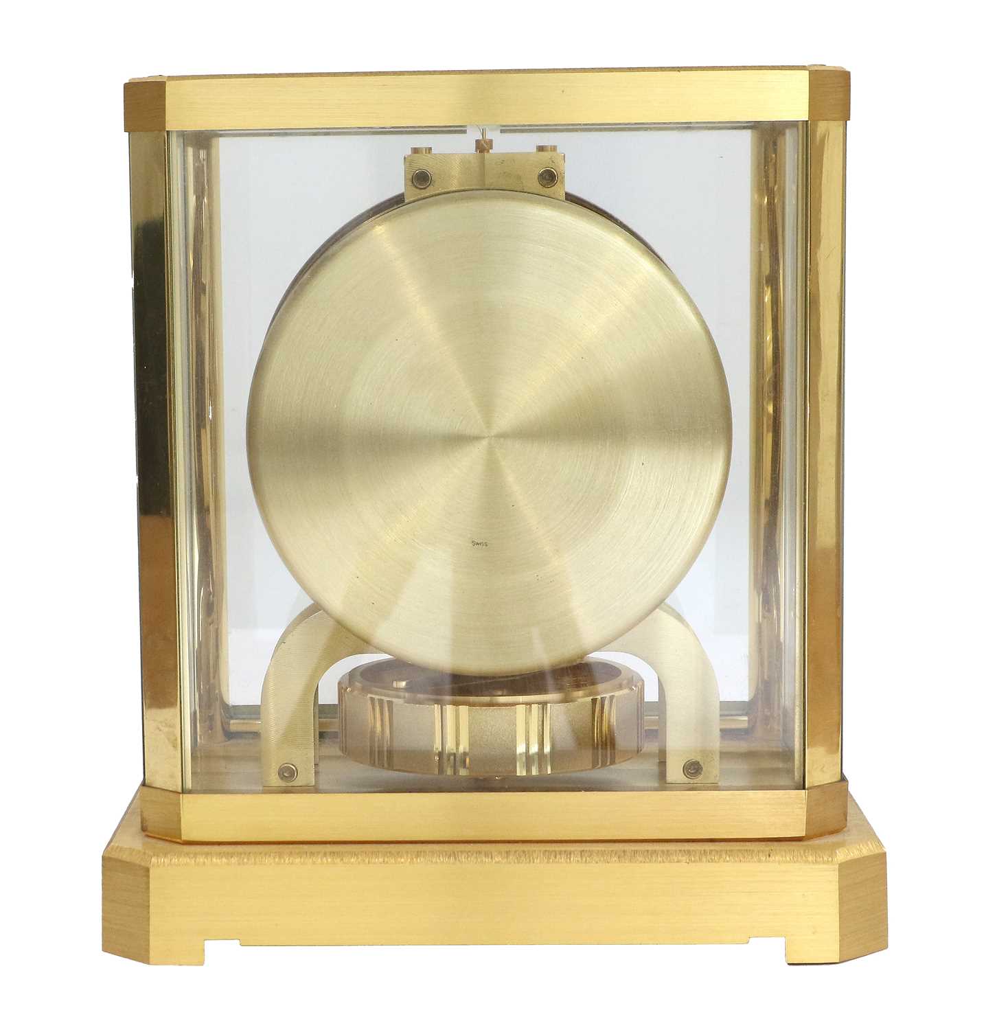 A Brass Atmos Clock, signed Jaeger LeCoultre, 20th Century, case with glass panels, front of the - Image 6 of 6