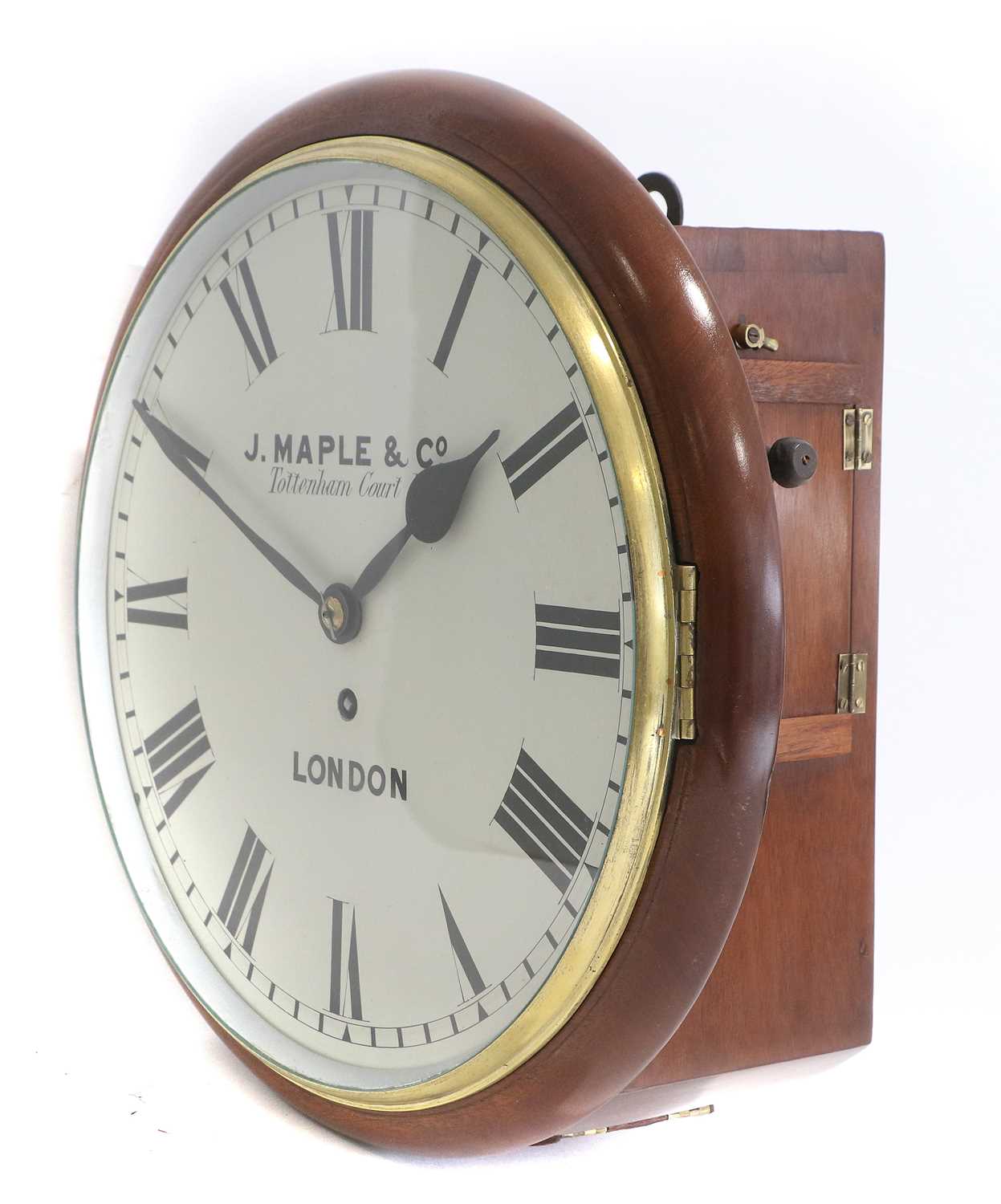 A Mahogany Wall Timepiece, signed J Maple & Co, Tottenham Court Rd, London, circa 1890, case with - Image 4 of 4