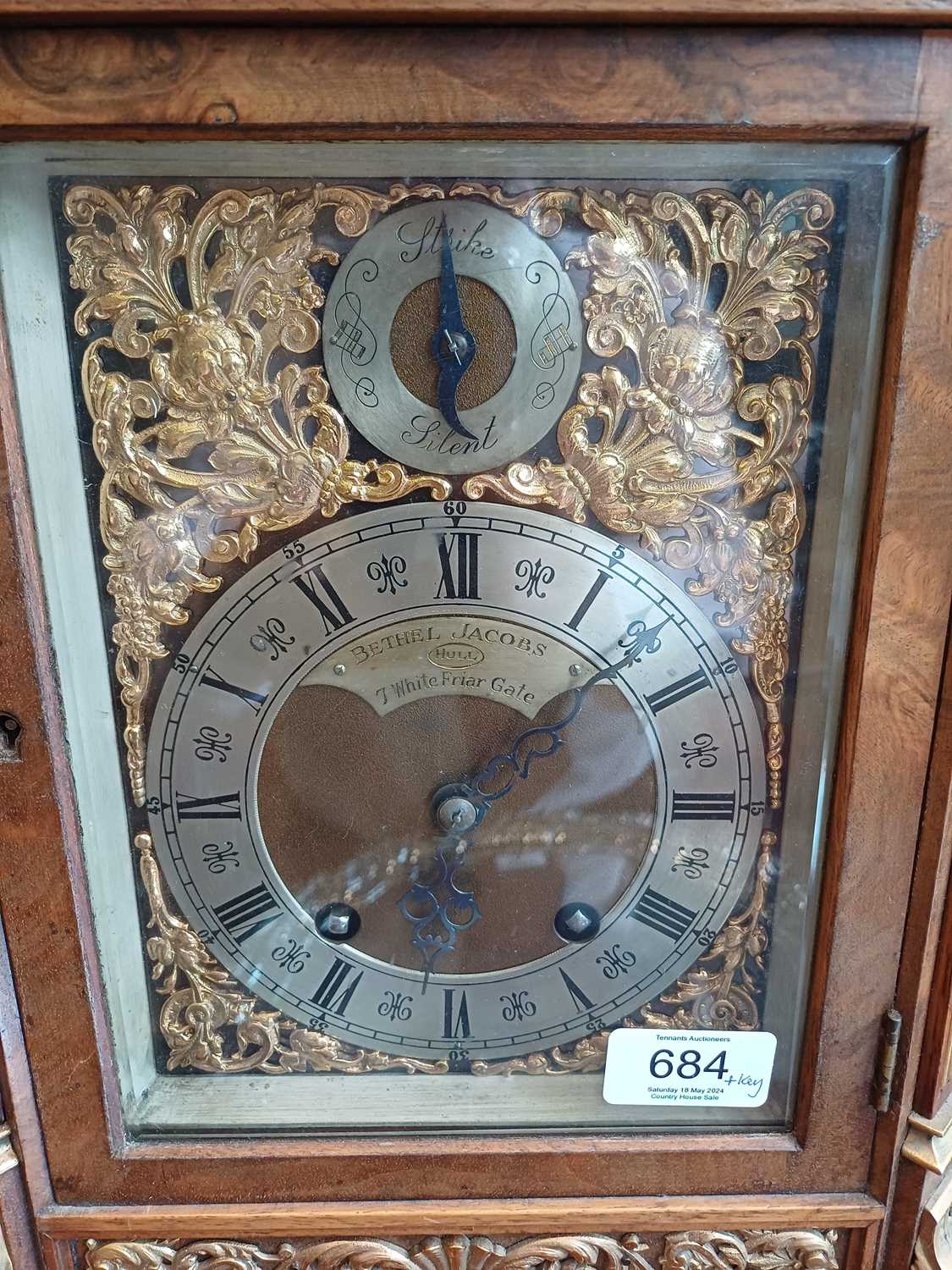 A Walnut Quarter Striking Table Clock, signed Bethel Jacobs, Hull, 7 White Friar Gate, circa 1890, - Image 12 of 16