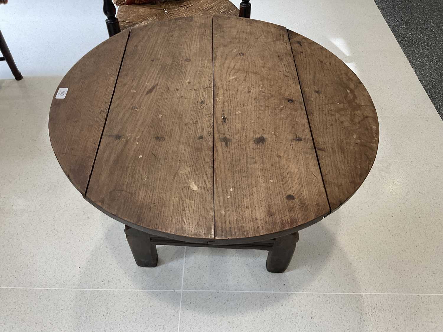 A Circular Oak Cricket Table, late 17th/early 18th century, of plank-top construction with carved - Image 2 of 8