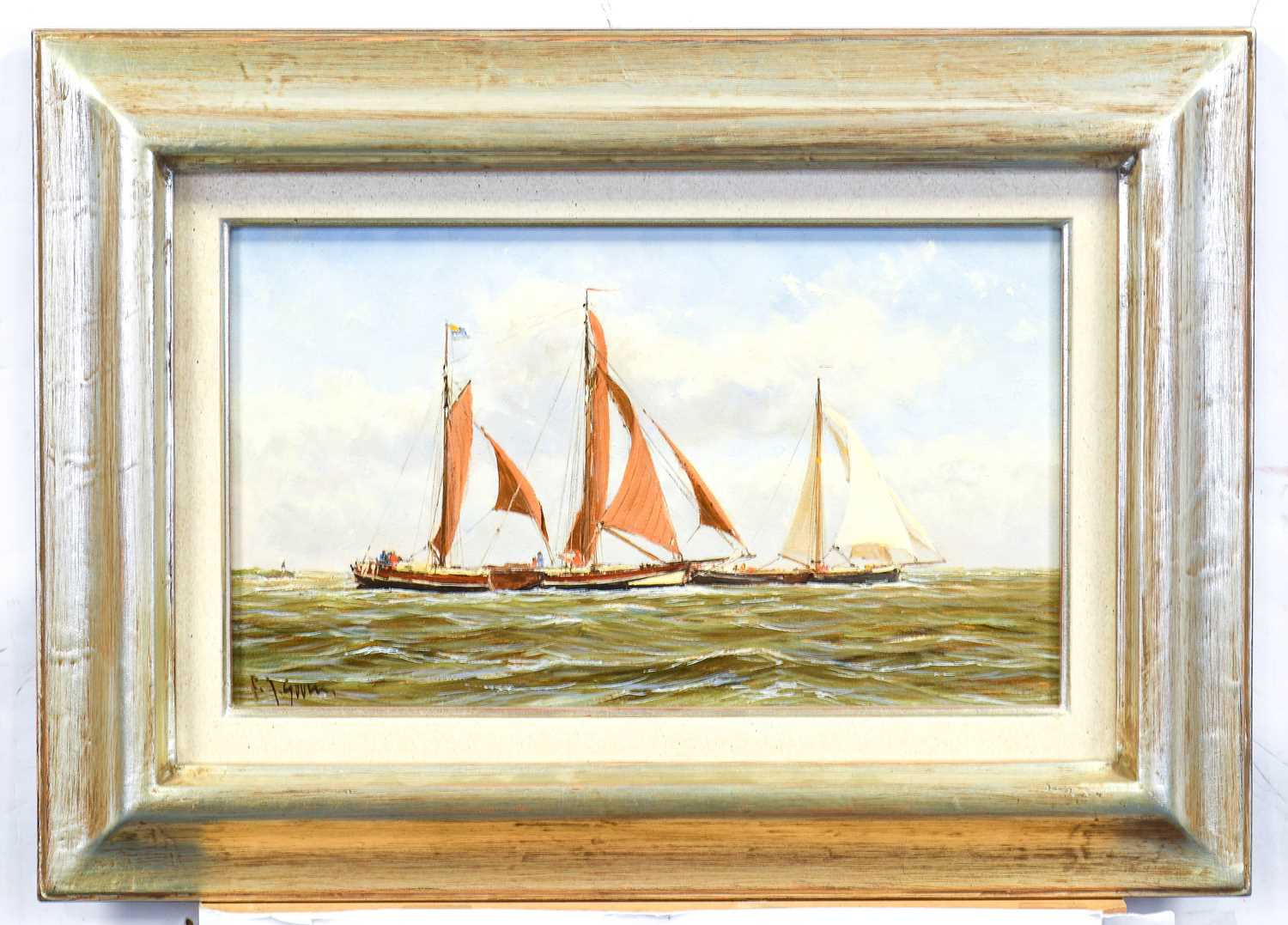 Frits Johan Goosen (b.1943) Dutch Sailboats in calm waters Signed, signed and inscribed verso, oil - Bild 3 aus 6