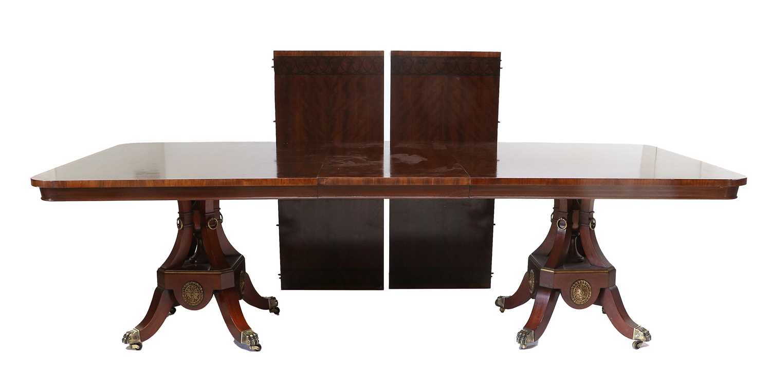 Arthur Brett of Norwich: A Reproduction Mahogany Twin-Pedestal Dining Table, the crossbanded top - Image 2 of 26