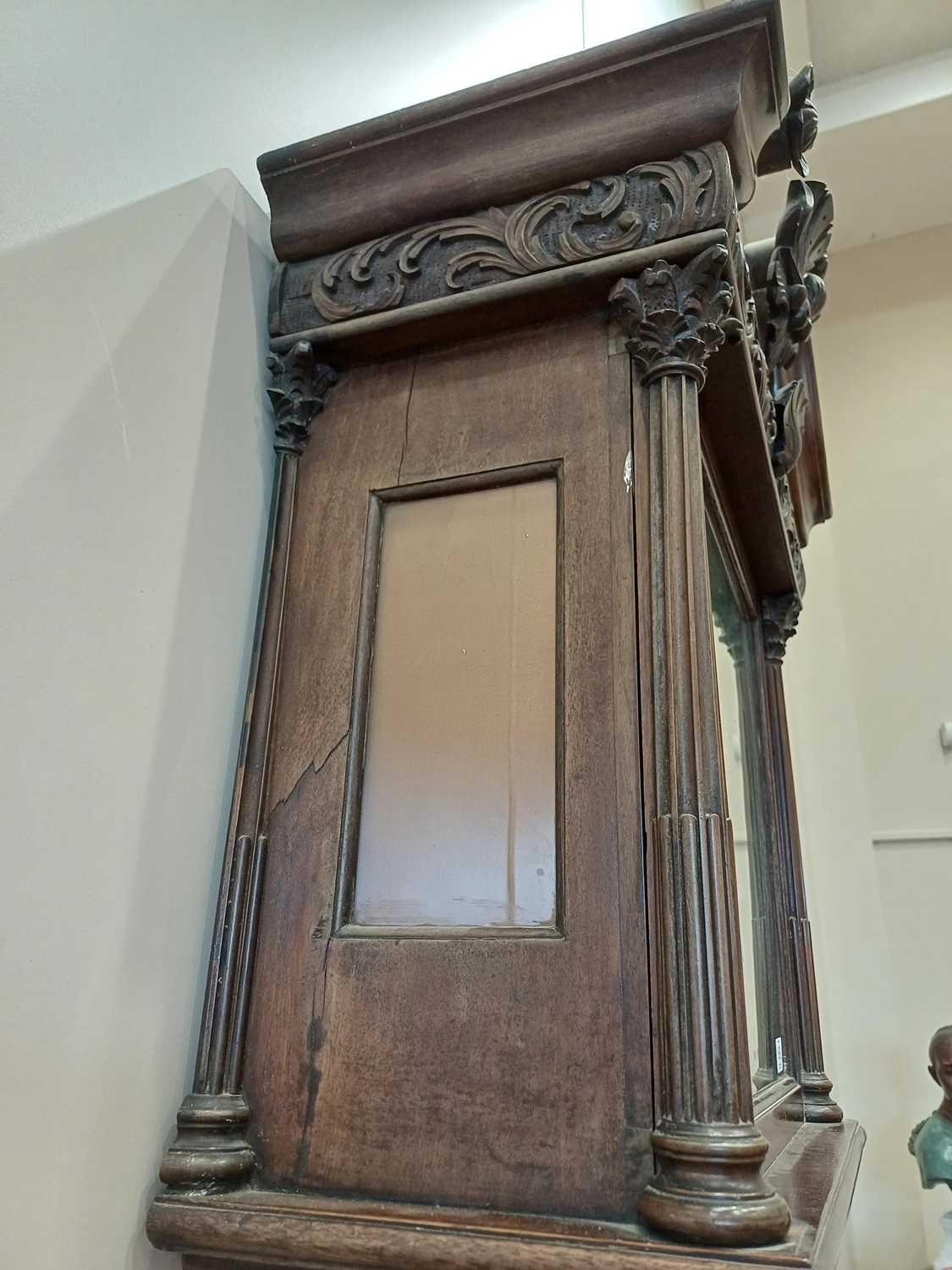 A Mahogany Eight Day Longcase Clock, swan neck pediment with carved borders, carved wooden - Image 18 of 20