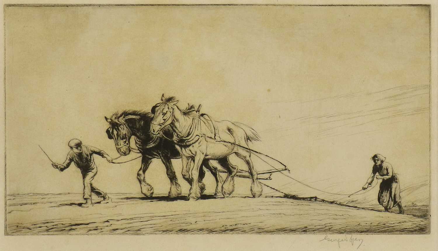 George Soper RE (1870-1942) Loading the cart in Winter Signed in pencil, black and white etching, - Bild 3 aus 27