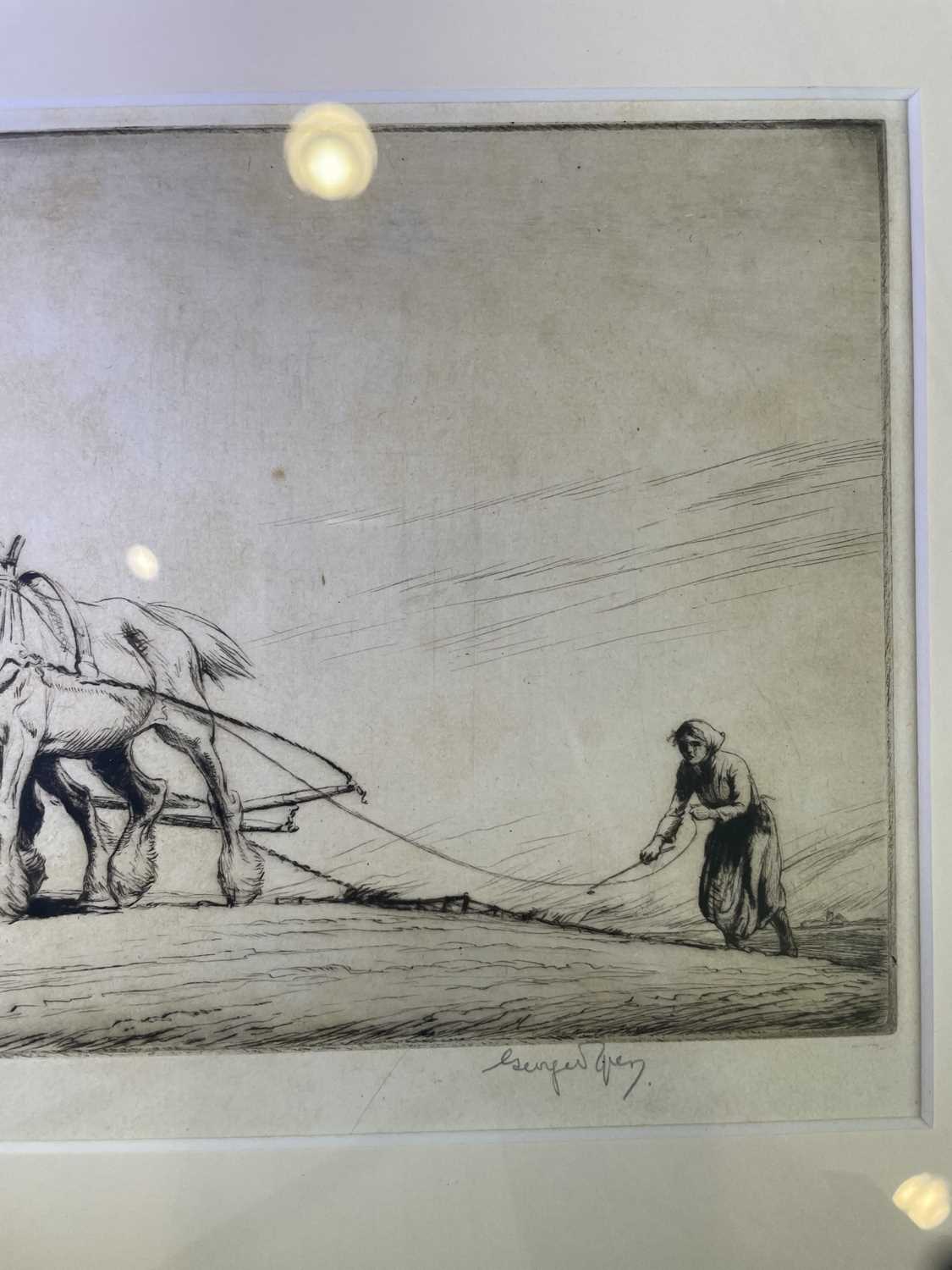 George Soper RE (1870-1942) Loading the cart in Winter Signed in pencil, black and white etching, - Bild 10 aus 27