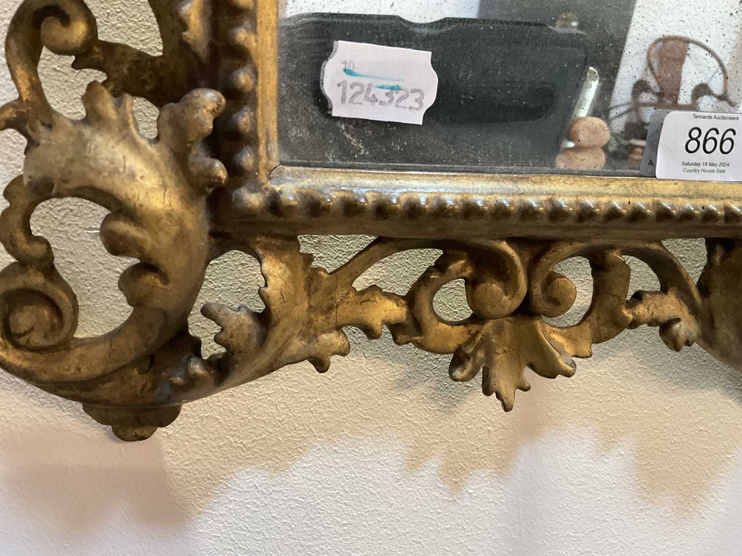 A 19th Century Florentine Carved Giltwood Wall Mirror, the original mercury plain mirror plate - Image 5 of 6