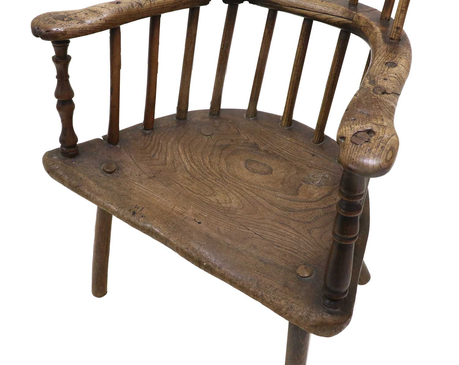 A Late 18th/Early 19th Century Ash Comb-Back Armchair, probably West Country, the double spindle - Image 2 of 12