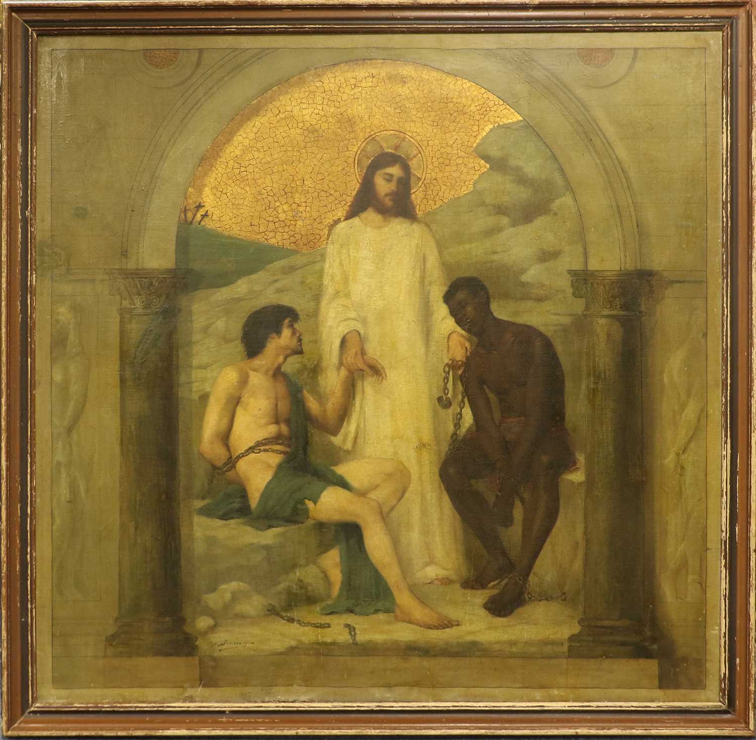 French School (Later 19th Century) Standing Christ with captives Indistinctly signed, oil on canvas, - Image 3 of 49