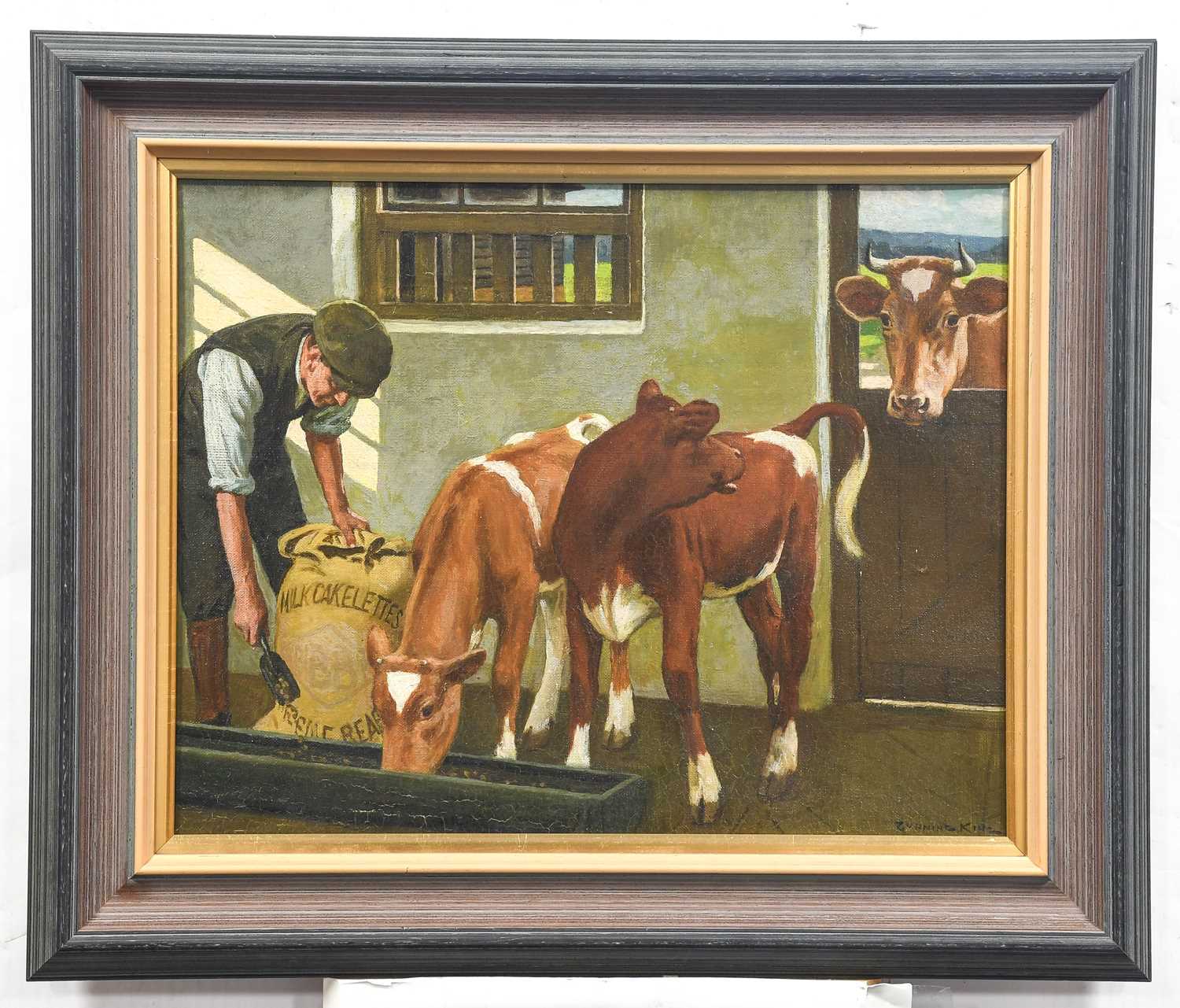 William Gunning King (1859-1940) Feeding the calves Signed, oil on canvas, 37.5cm by 47.5cm All keys - Bild 2 aus 12