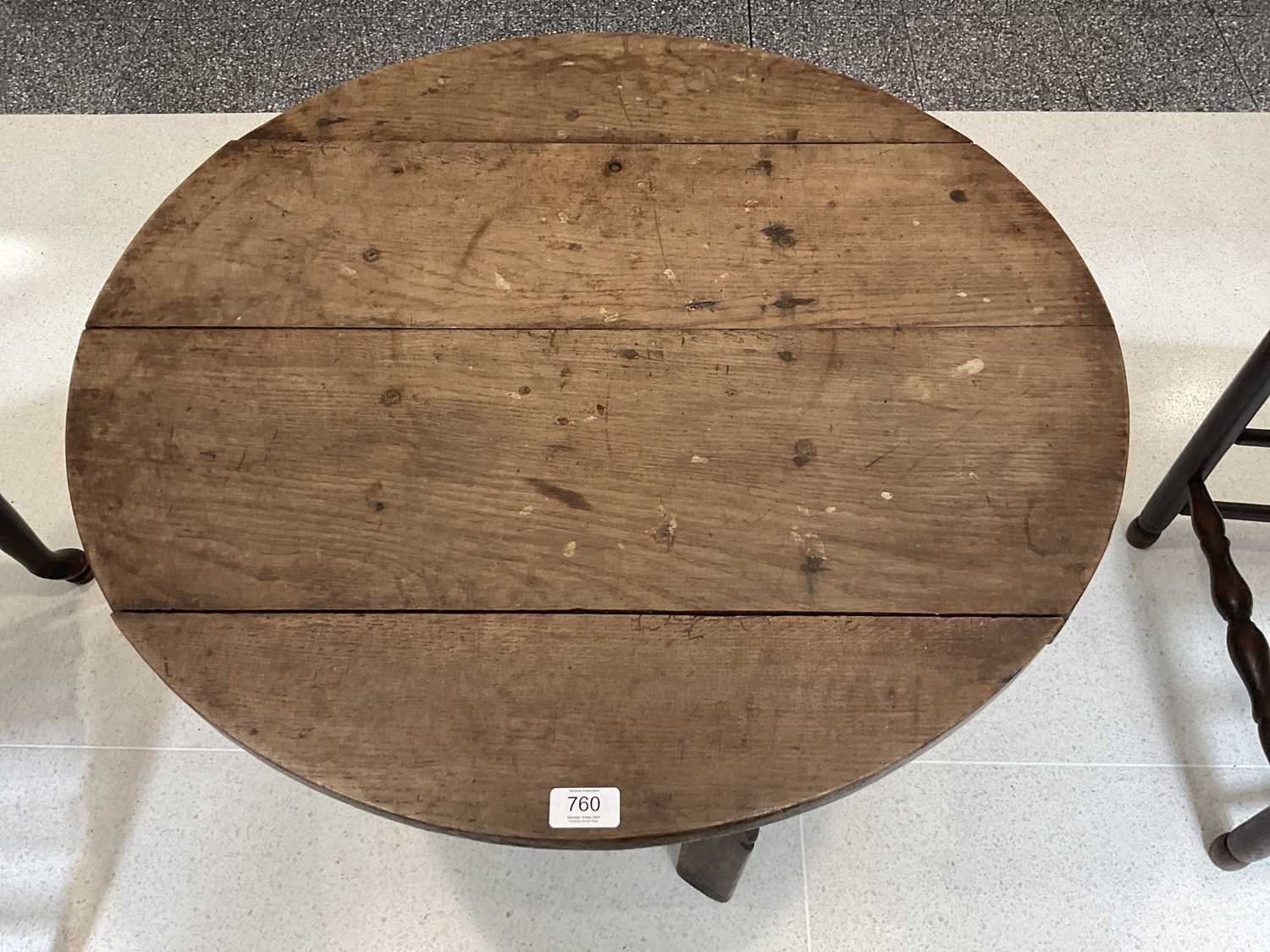 A Circular Oak Cricket Table, late 17th/early 18th century, of plank-top construction with carved - Image 3 of 8