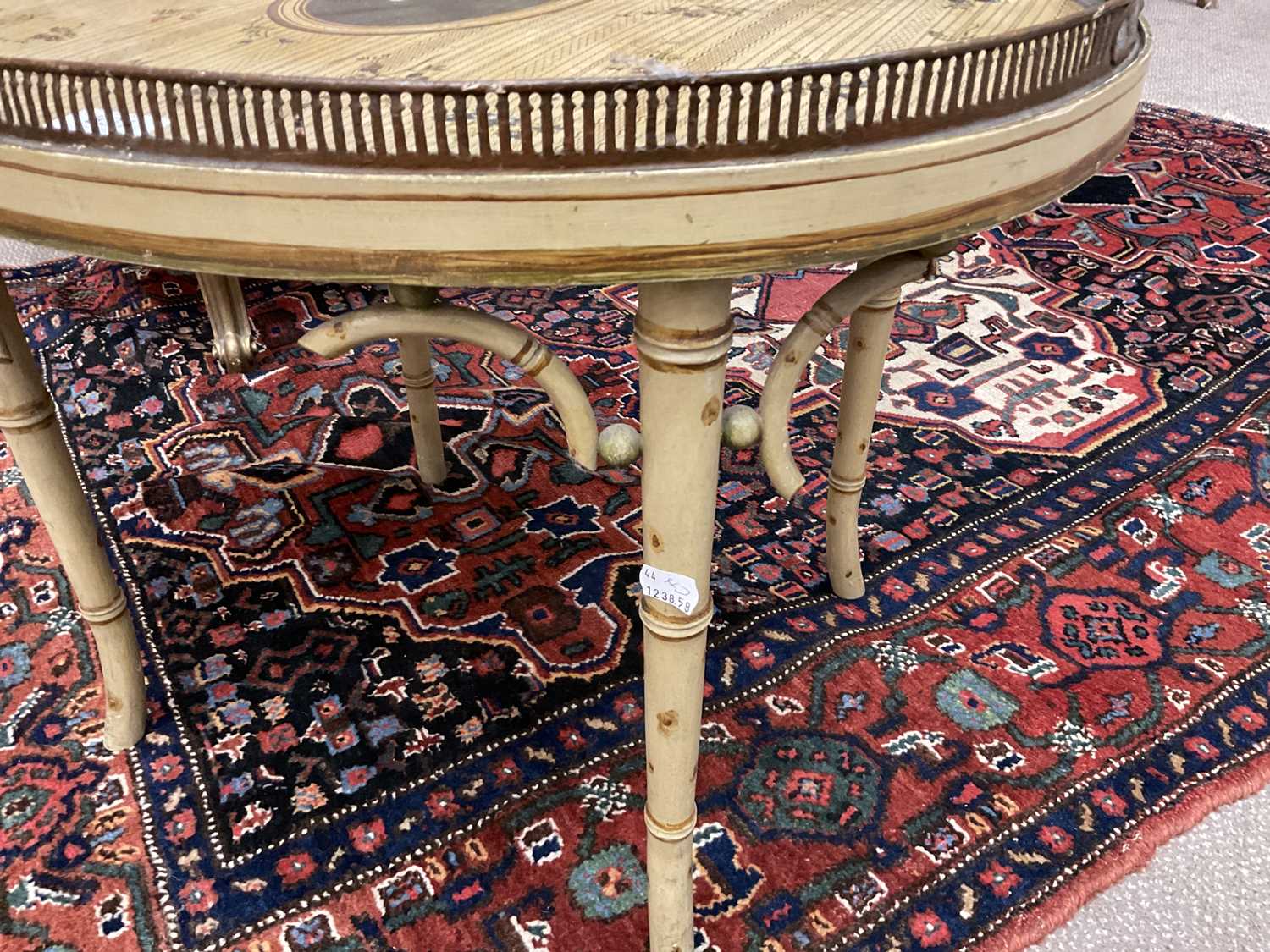A Regency-Style Cream-Painted Oval Side Table, the toleware tray top with a pierced gallery, the - Image 9 of 14