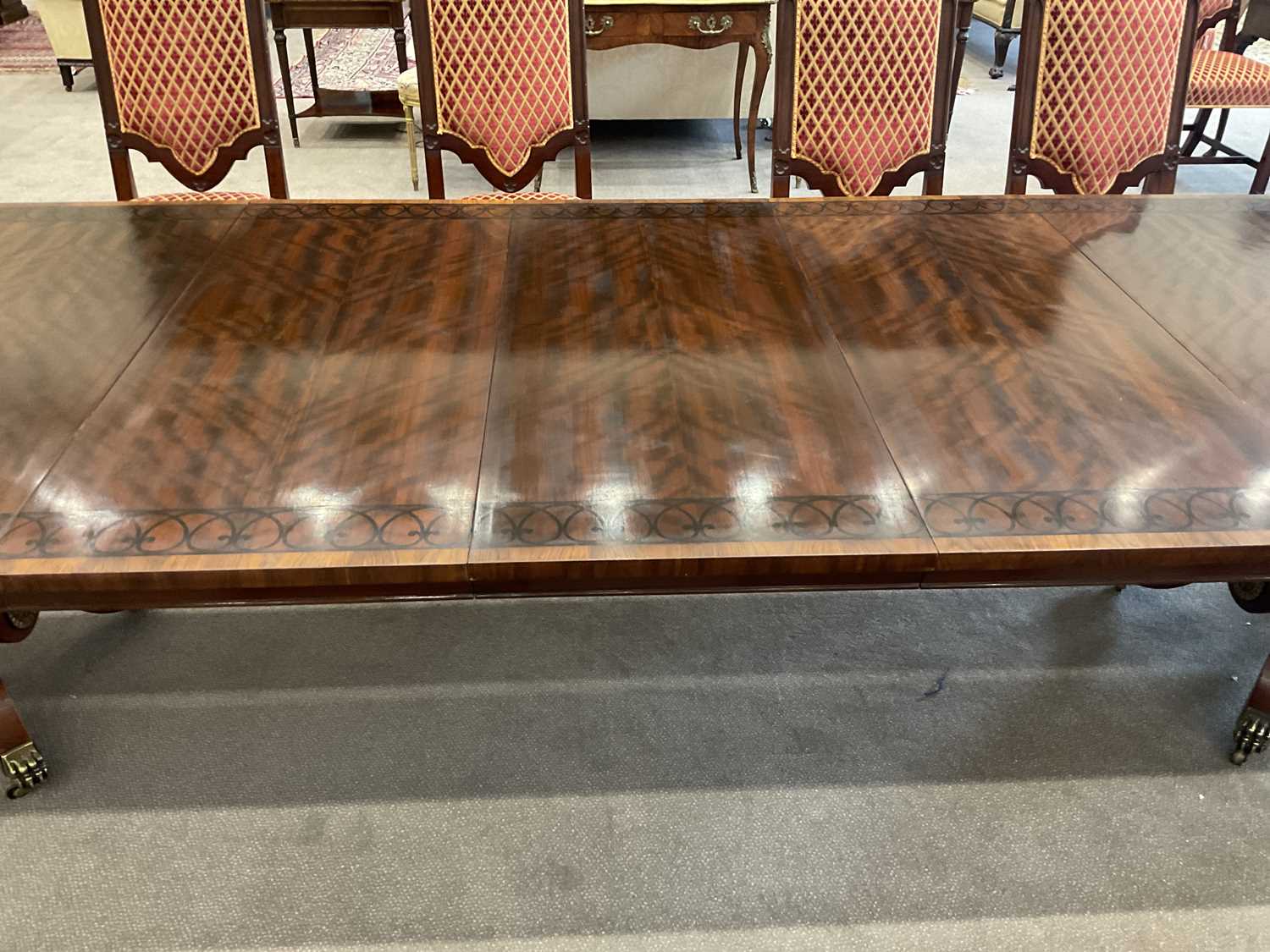 Arthur Brett of Norwich: A Reproduction Mahogany Twin-Pedestal Dining Table, the crossbanded top - Image 8 of 26