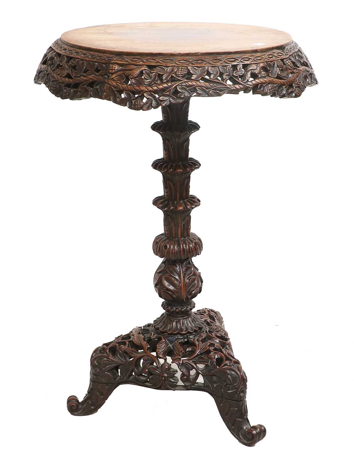 A Late 19th/Early 20th Century Anglo-Indian Carved Bombay Wood Tripod Table, the circular top - Image 3 of 4