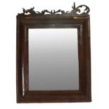 A William & Mary Walnut Cushion-Framed Wall Mirror, the later plain mirror plate within a moulded