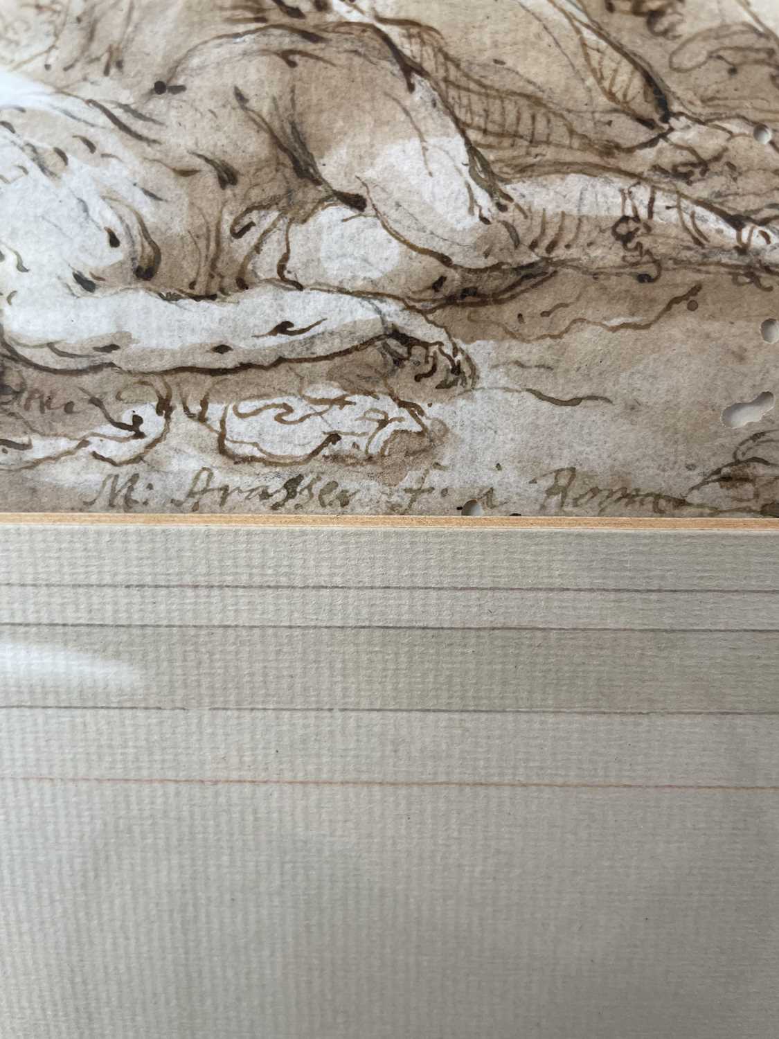 M *Arasser (17th/18th Century) Pyramus and Thisbe Signed and inscribed "Roma", brown ink and pencil, - Image 5 of 23