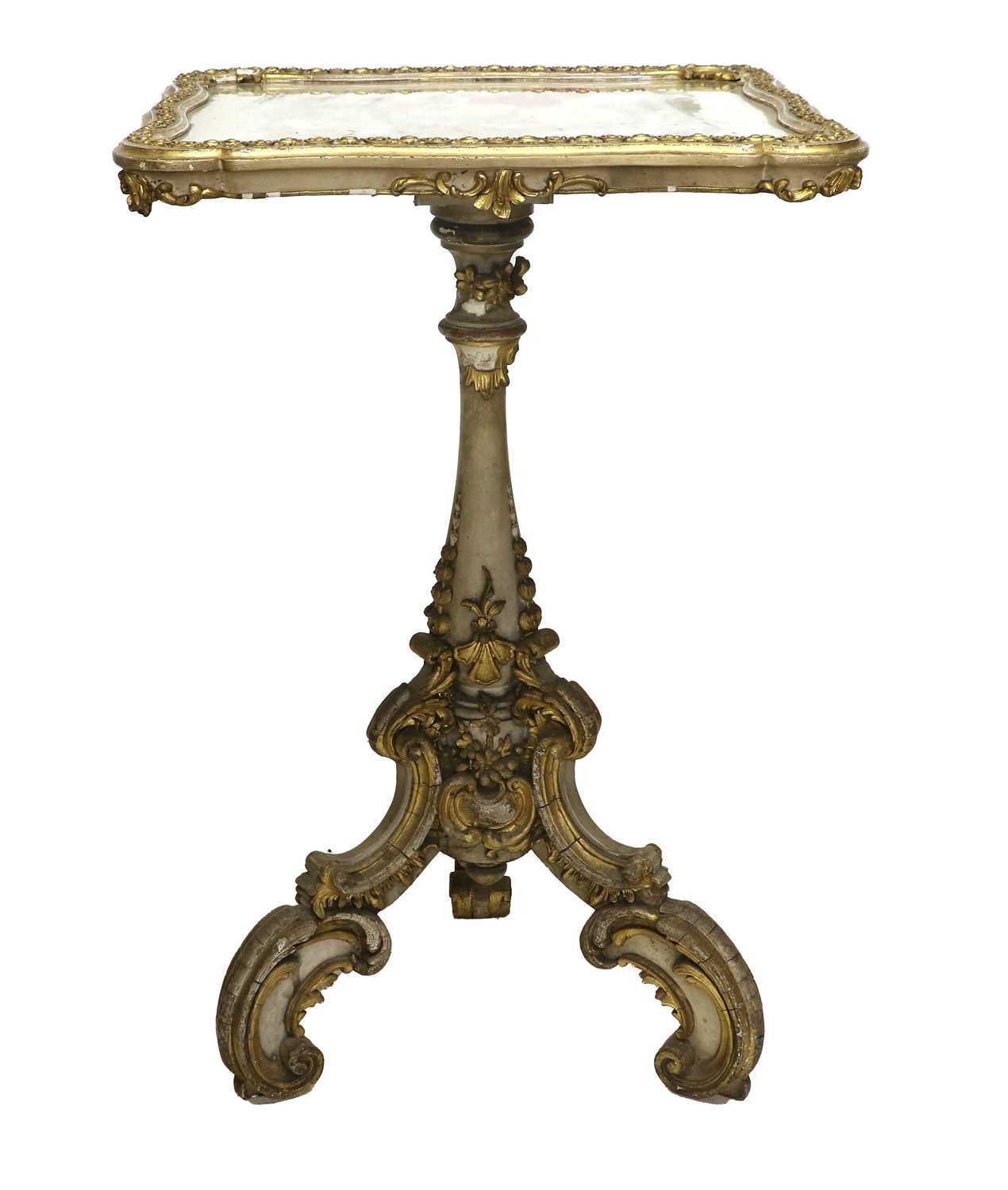 A Victorian Cream-Painted, Giltwood and Gesso Tilt-Top Tripod Table, mid 19th century, the glazed - Bild 2 aus 3