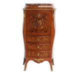 A Louis XV-Style Kingwood, Rosewood and Marquetry-Inlaid Secretaire Abattant, circa 1900, the staged