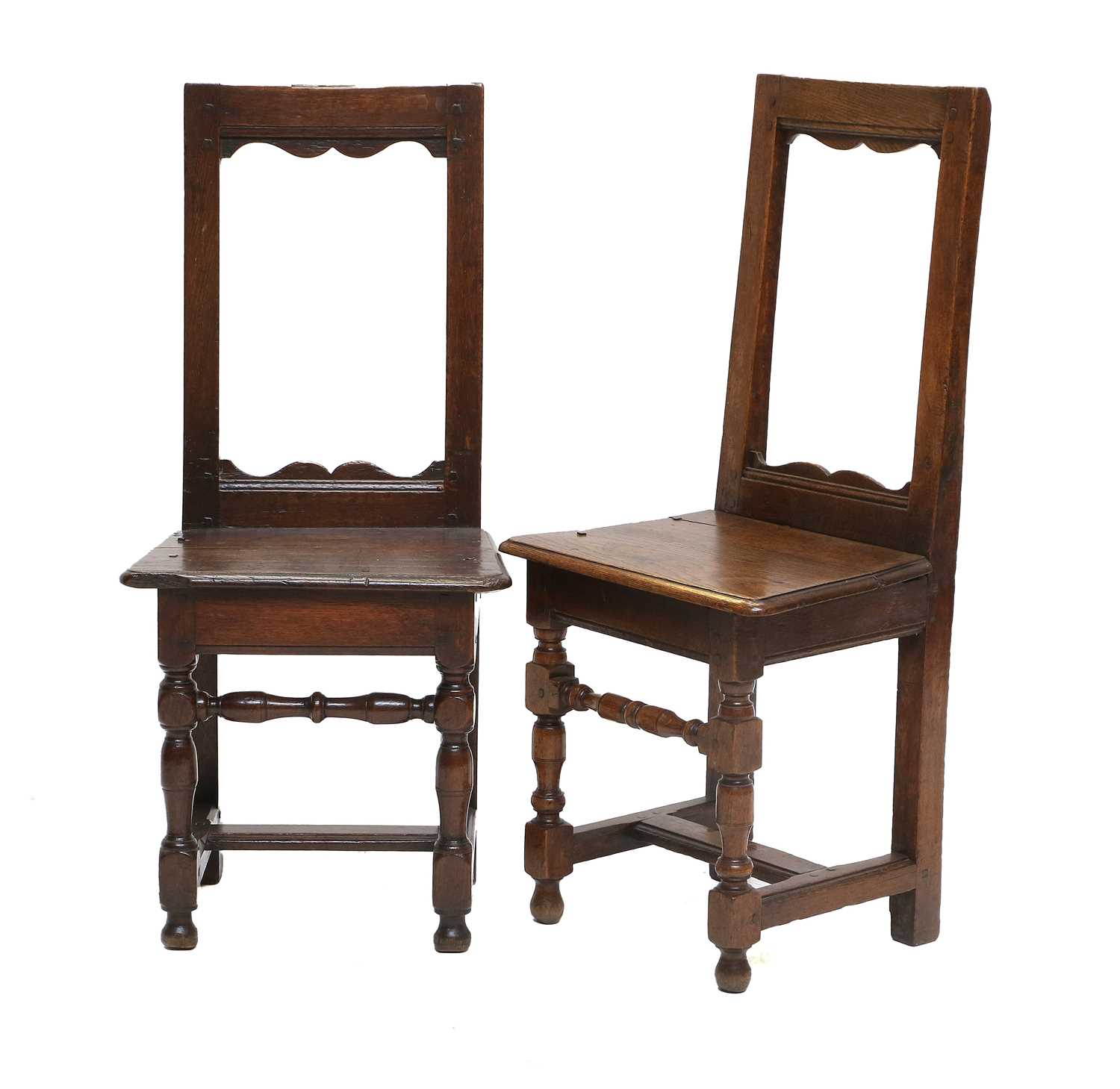 A Late 17th/Early 18th Century Joined Oak Back Stool, of diminuitive proportions, the moulded and