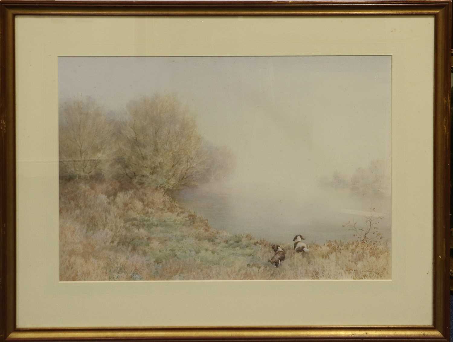 Jonathan Sainsbury (b.1951) "Mist on the Avon, Springer Spaniels" Signed and dated (19)88, - Image 2 of 3