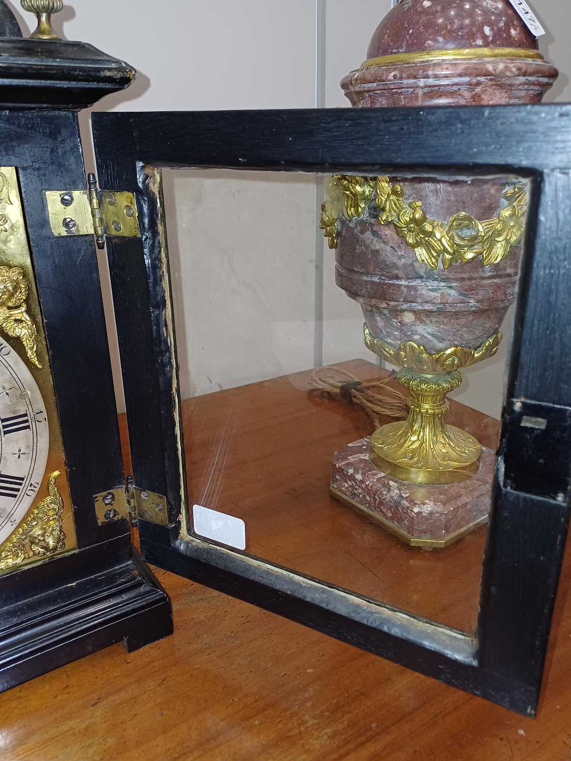 An Ebonised Chiming Table Clock, signed W Tomlinson, London, early 18th century, inverted bell top - Bild 15 aus 25