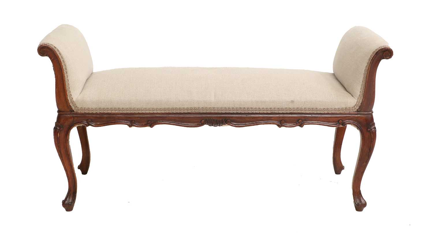 A Late 19th/Early 20th Century Carved Mahogany Window Seat, in French Hepplewhite style, recovered - Image 2 of 2