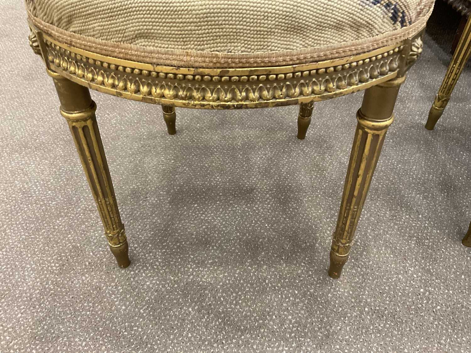 A Pair of Late 19th Century Giltwood Side Chairs, labelled Le Garde Meuble Public, Bedel & Co, - Image 7 of 8