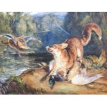 John Frederick Lewis RA (1805-1876) "Mallard Surprised by a Fox" Signed and dated 1829, watercolour,