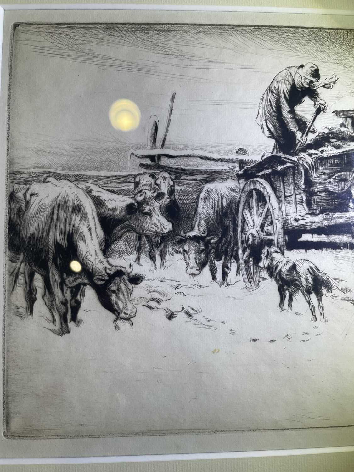 George Soper RE (1870-1942) Loading the cart in Winter Signed in pencil, black and white etching, - Bild 14 aus 27