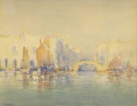 Hirst Walker RBA (1868-1957) "Souvenir of Venice" Signed, with inscribed label verso, watercolour
