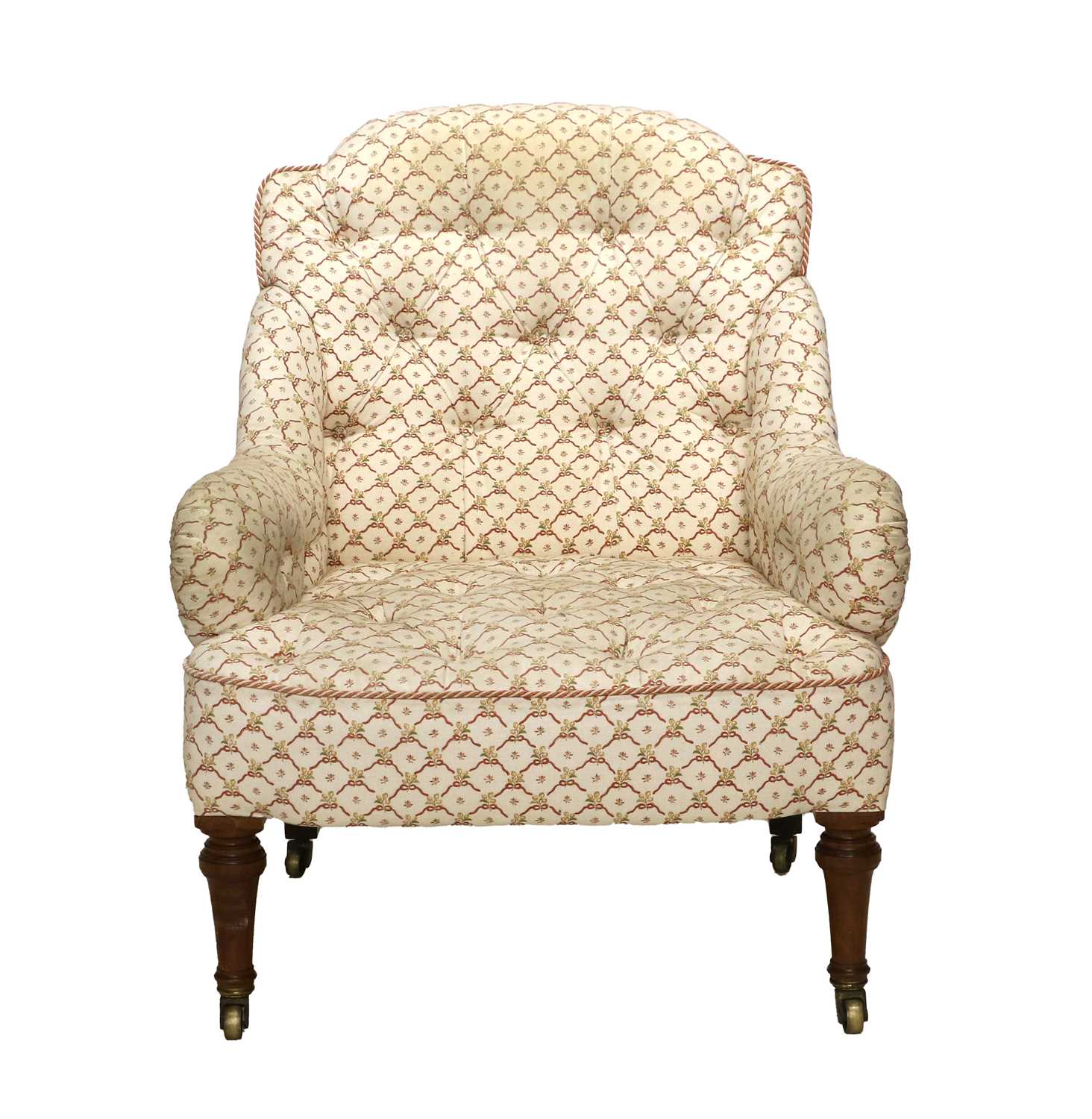 A Victorian Upholstered Armchair, stamped Holland & Sons, Mount Street, London, late 19th century, - Image 2 of 9