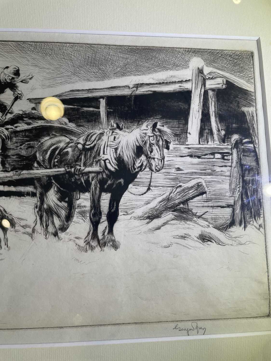 George Soper RE (1870-1942) Loading the cart in Winter Signed in pencil, black and white etching, - Bild 15 aus 27