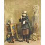 Attributed to Henry George Hine (1811-1895) "At the Auction House" Signed, watercolour, 26.5cm by