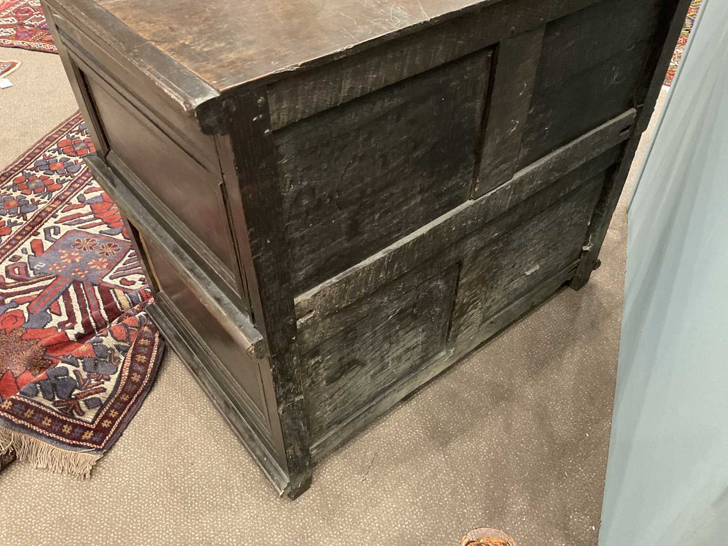 A Late 17th Century Oak Chest, in two sections, the moulded top above four two-as-one moulded - Image 7 of 7