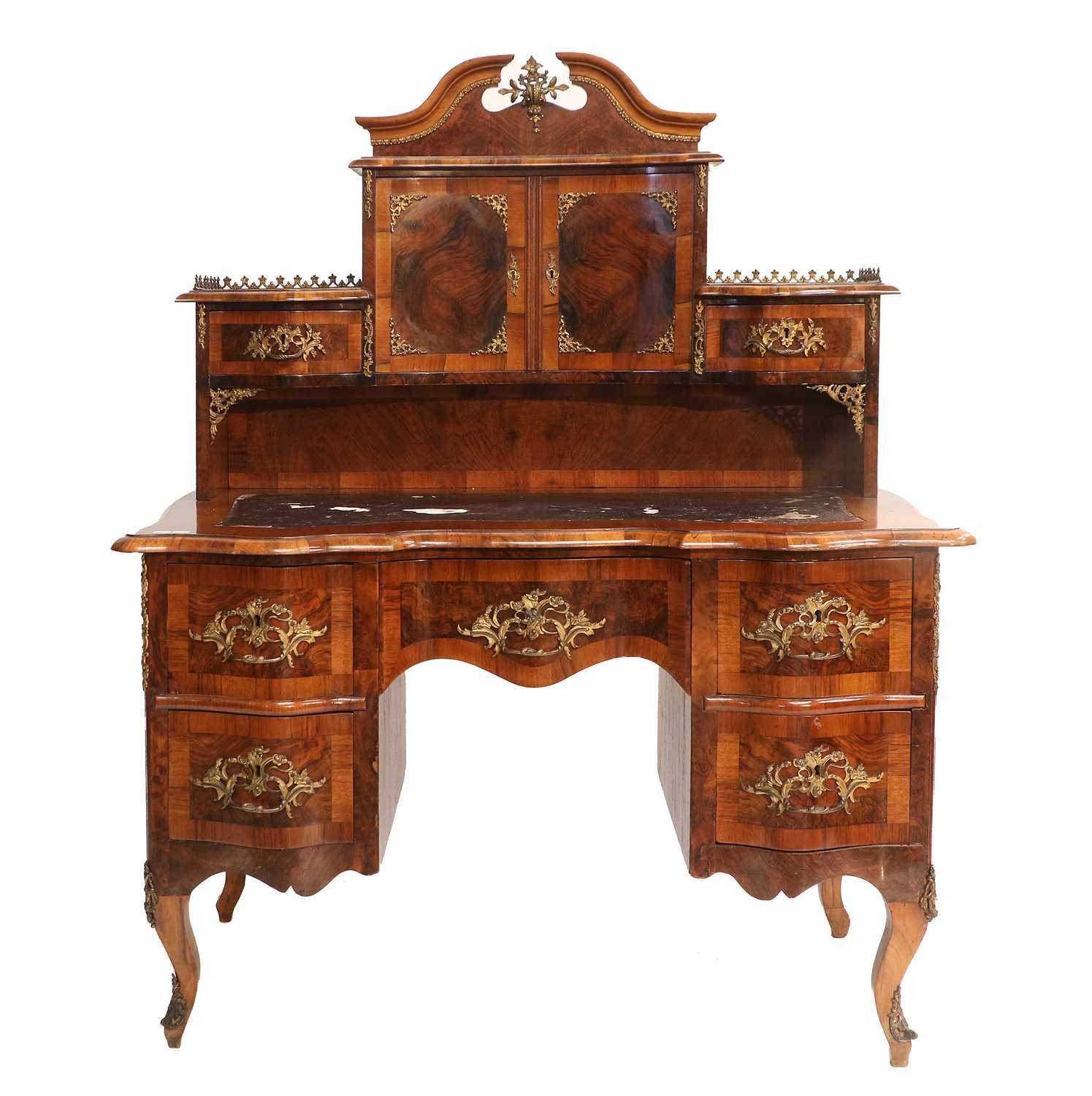 A North European Walnut, Burr Walnut and Gilt-Metal-Mounted Writing Desk, 3rd quarter 19th