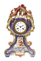 A French Porcelain Striking Mantel Clock, signed Henry Marc A Paris, circa 1890, elaborate gilt