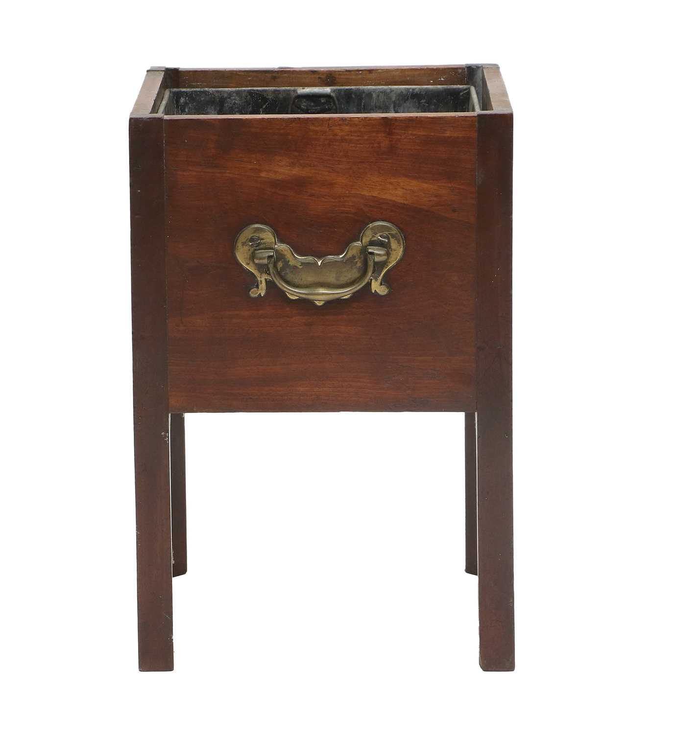 A George III Mahogany Planter, late 18th century, of octagonal-shaped form with brass carrying - Image 6 of 8