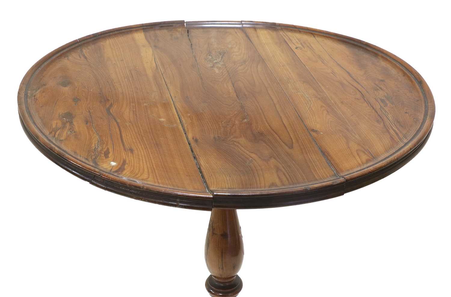 An Early 19th Century Solid Yewwood Tripod Table, the top of dished circular form, on a baluster - Image 2 of 2