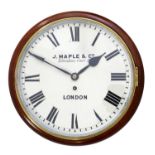 A Mahogany Wall Timepiece, signed J Maple & Co, Tottenham Court Rd, London, circa 1890, case with