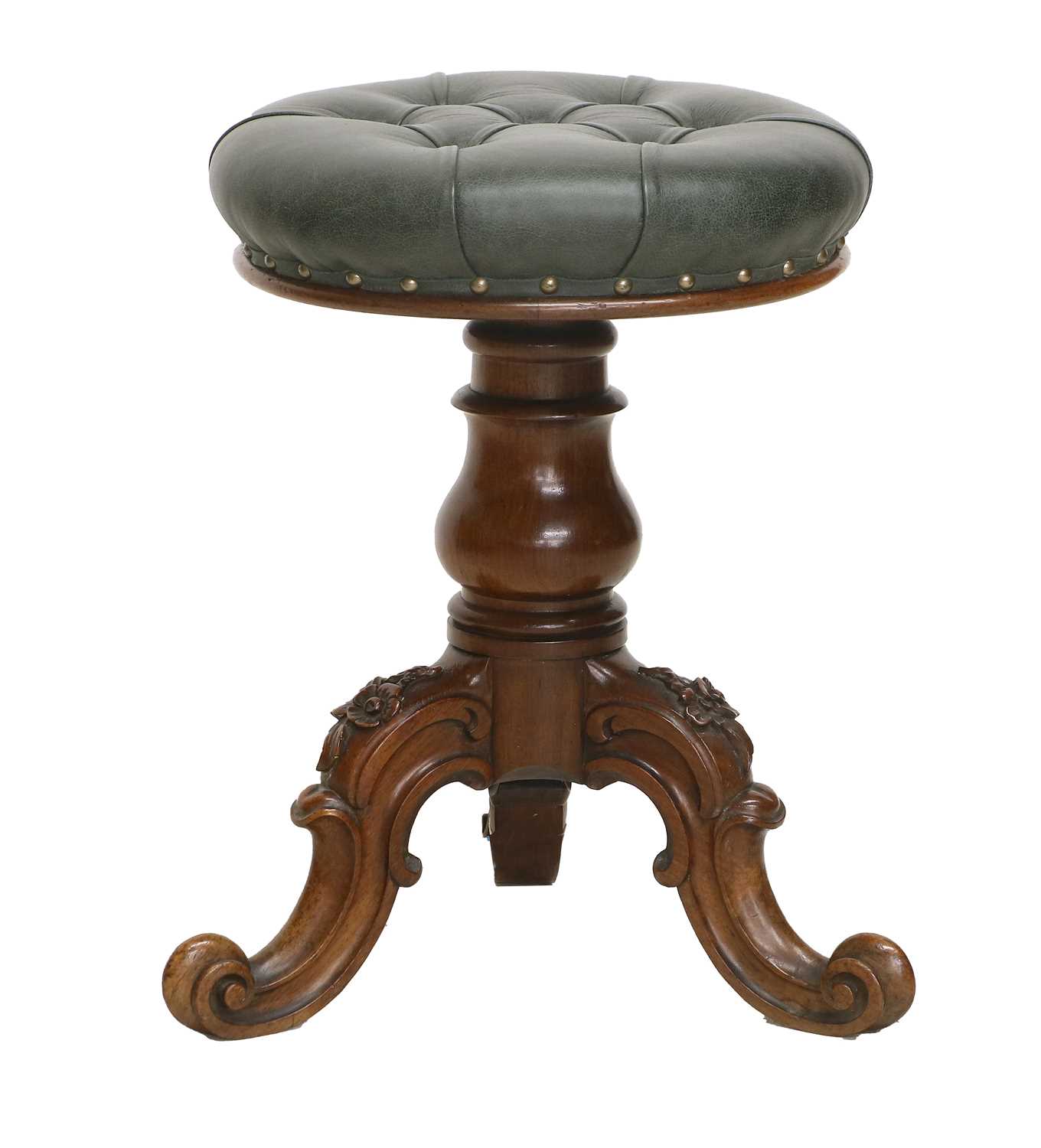 A Victorian Carved Rosewood Revolving Piano Stool, by Robert Strahan, Dublin, stamped and numbered