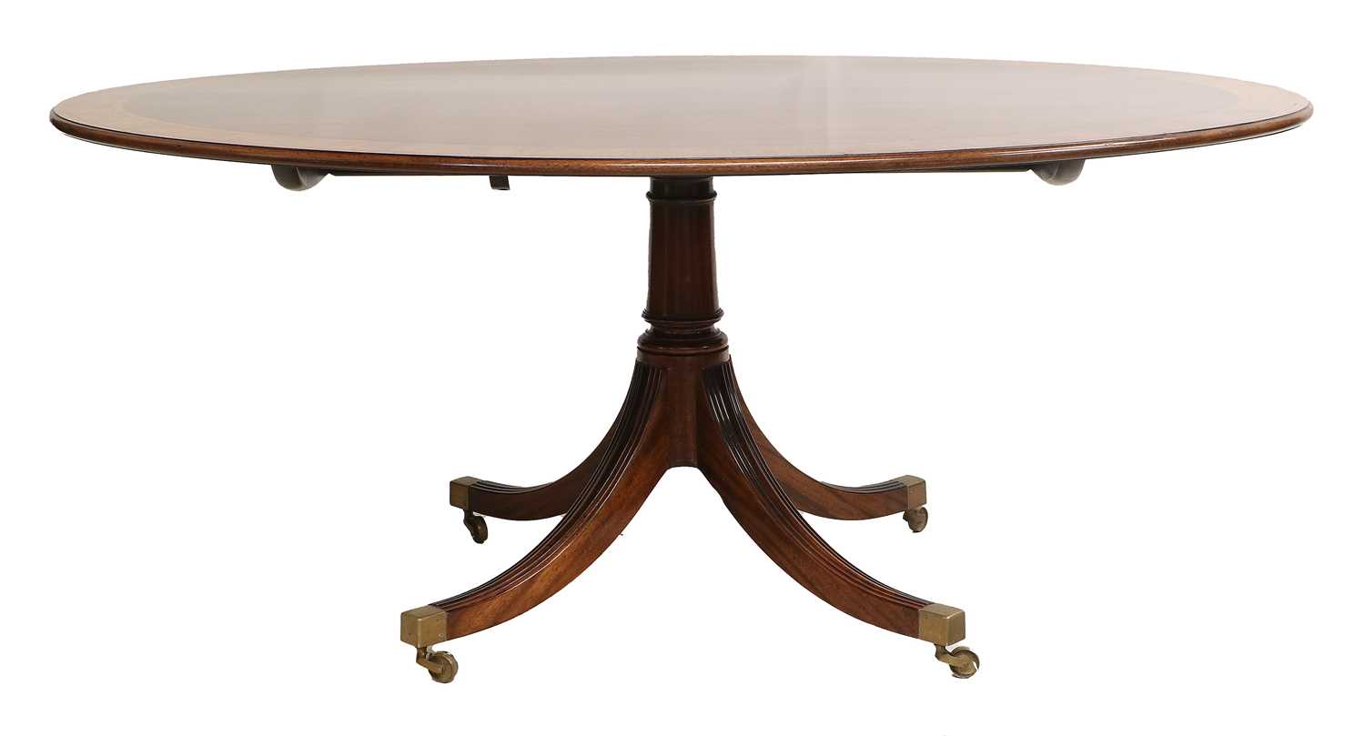 A Reproduction Mahogany, Rosewood-Crossbanded, Boxwood and Ebony-Strung Dining Table, the oval - Image 2 of 2