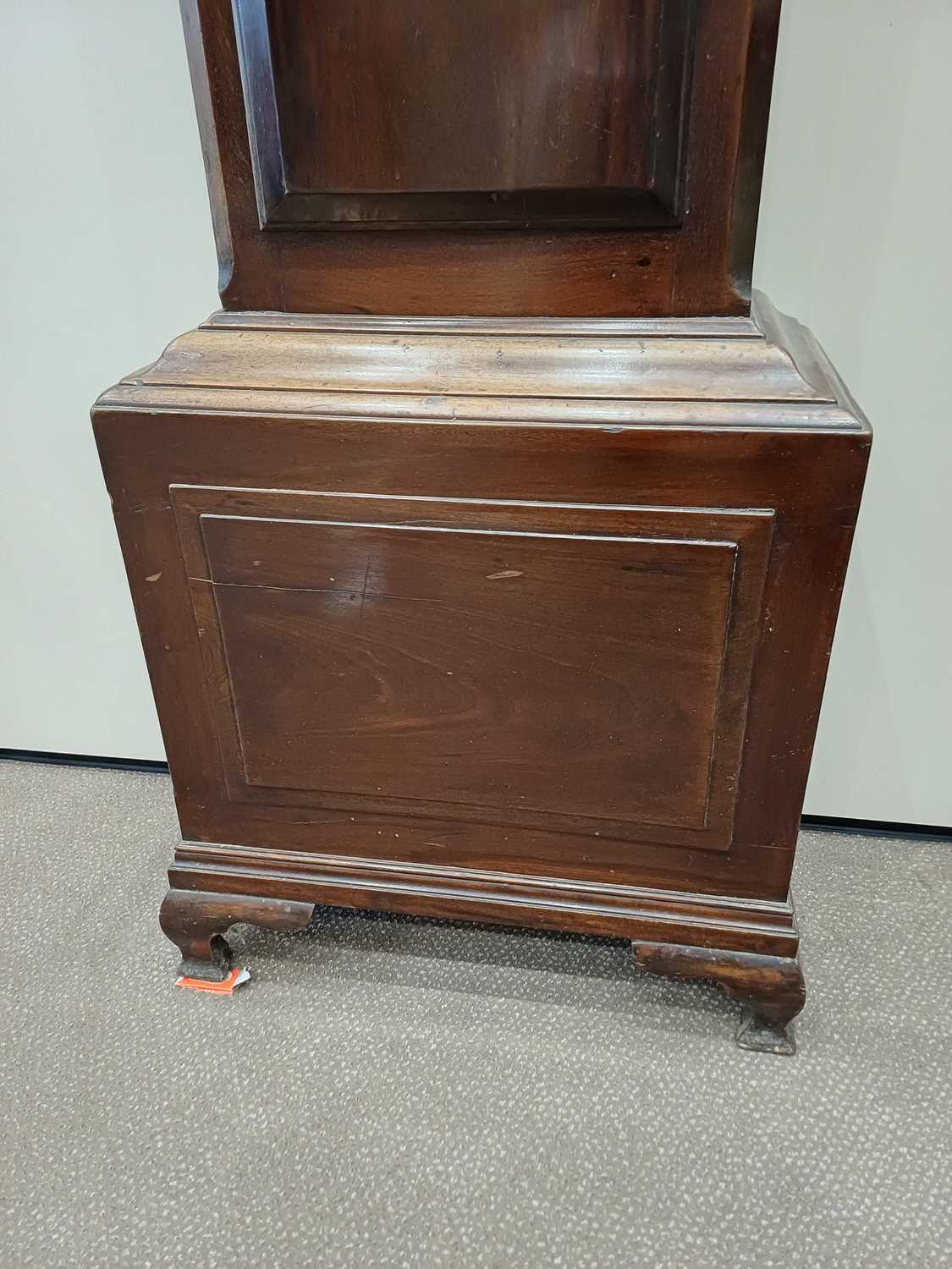 A Mahogany Eight Day Longcase Clock, swan neck pediment with carved borders, carved wooden - Image 9 of 20